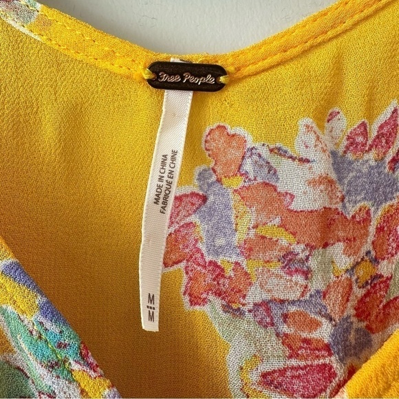 FREE People-Love To Love Blouse Golden Yellow & Florals (Size:Medium) - Picture 12 of 12